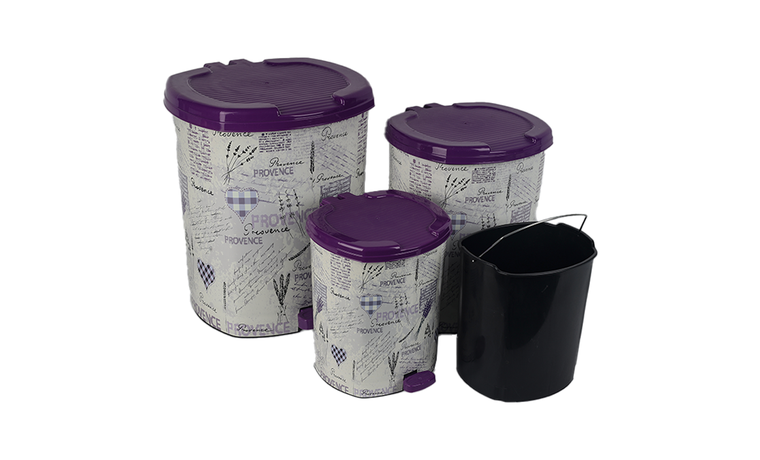 DESENLİ PEDALLI ÇÖP KOVASI SETİ