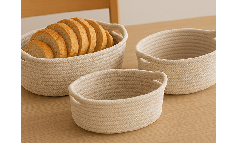 3'LÜ NATUREL OVAL SEPET