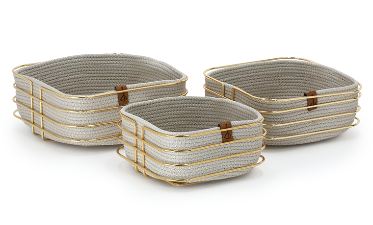 NATUREL KARE ALTIN TEL EKMEKLİK SET 3 LÜ