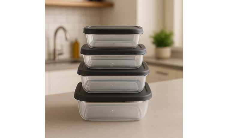 4'LÜ  MAYA RENKLİ DİKDÖRTGEN SAKLABA KABI SETİ