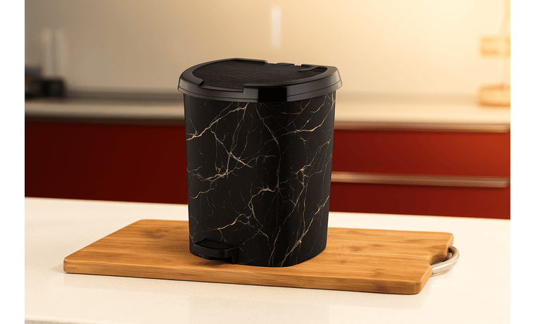 7 LT DESENLİ PEDALLI ÇÖP KOVASI