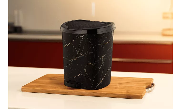 7 LT DESENLİ PEDALLI ÇÖP KOVASI